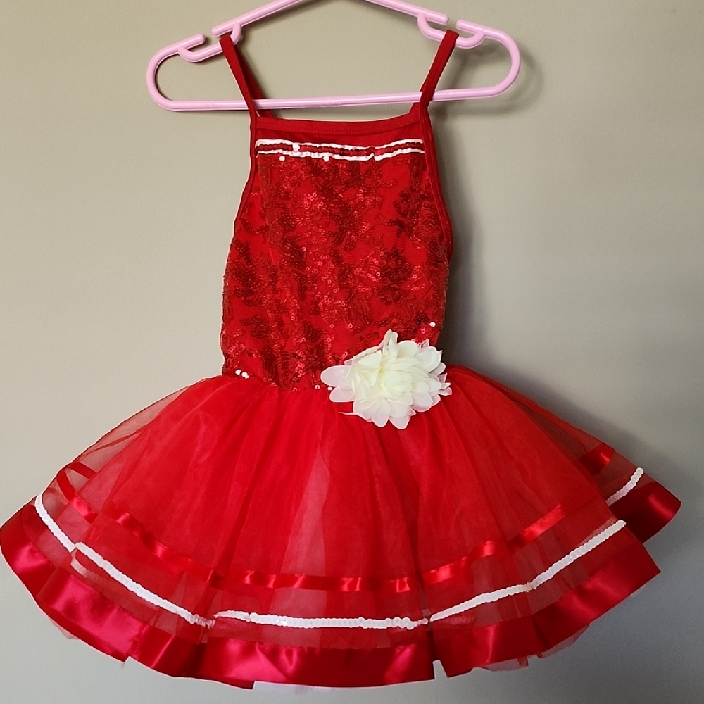 Chidren Ballet  Red Sequin Tutu Dress for Kids 5-6 Years